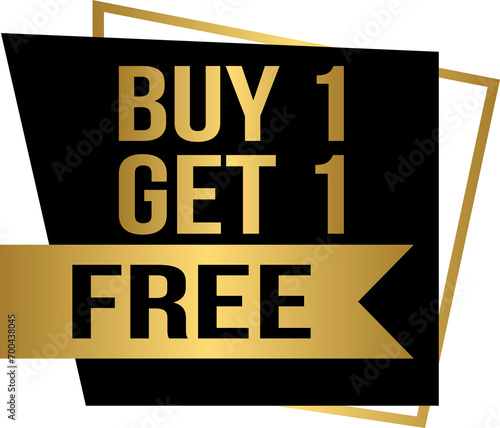 Foto Golden buy one get one free tag label, gold buy 1 get 1 free banner