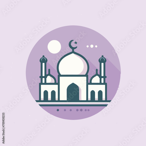 A flat design of a mosque. Suitable for Islamic event invitations, Eid greetings, and cultural diversity illustrations. Perfect for religious themed graphic designs