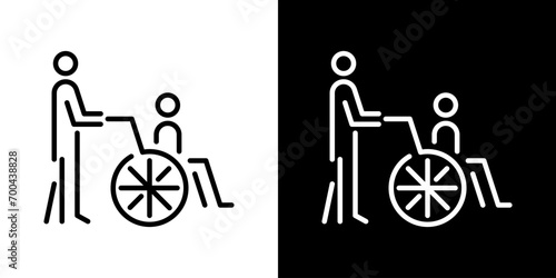 介護者と車椅子アイコン