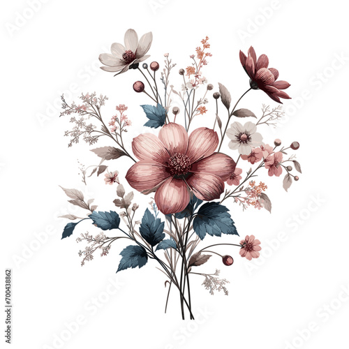 illustration of decorative flowers with several branches. Tropical foliage flowers for decoration. Flower vector illustration.