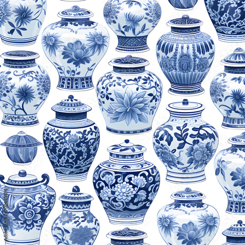 blue and white vases  ,Ai generative
