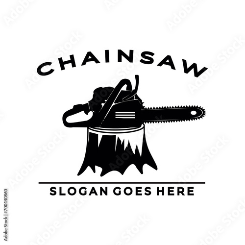 wood chainsaw logo vector illustrator design