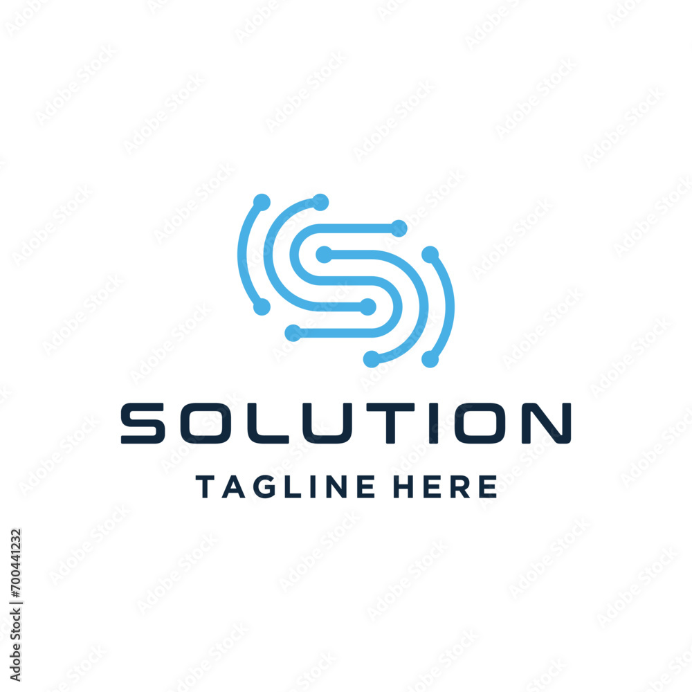 Modern Initial Letter S With Digital Wire Line Dots For Modern Futuristic Technology logo Design. Modern Initial Letter S With Digital Wire Line Dots For Modern Futuristic Technology logo Design.