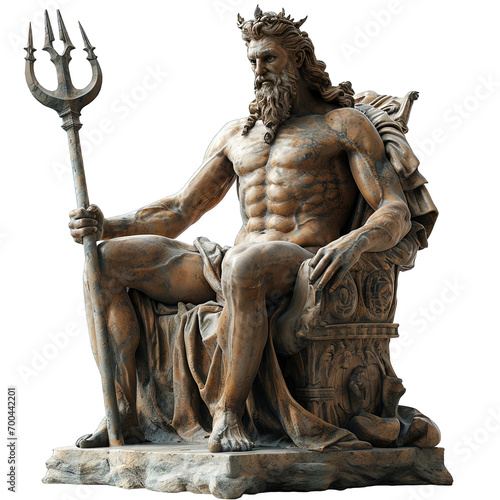 King Poseidon sit on Throne with Trident photo