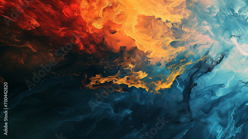 Abstract background, fire and water colors, Spectacular Abstract Background in Fiery Reds and Cool Blues