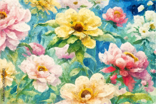 Elegant and beautiful oil painting flower illustration © yang