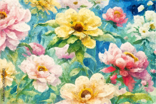 Elegant and beautiful oil painting flower illustration