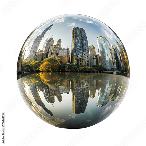 Scenery Ball With Buildings in City