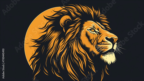 mascot logo of a lion head, side, vector, simple realistic detail, shading detal, Generate AI.