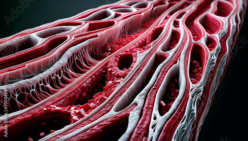 3D Rendered Cross-Section of Blood Vessel Architecture - High Detail Medical Visualization of Arterial and Venous Structure. AI Generative. photo