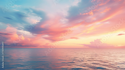 Beautiful sunset over the sea. Colorful sky and sea. © YULIYA