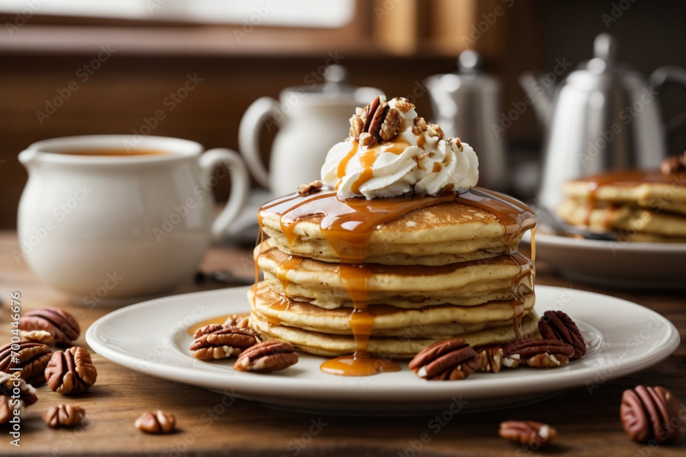 pancakes with whipped cream and syrup pancakes with whipped cream and syrup