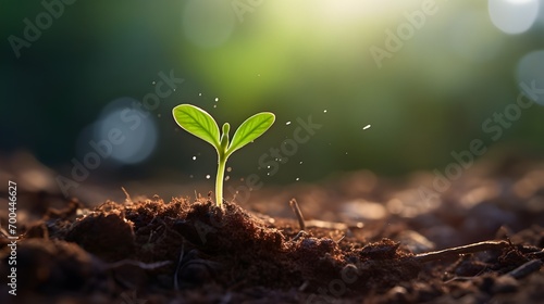 loseup photography germinating agriculture, A seedling is sprouting from a seed photo