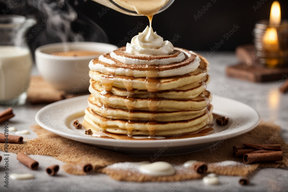 pancakes with whipped cream and syrup pancakes with whipped cream and syrup