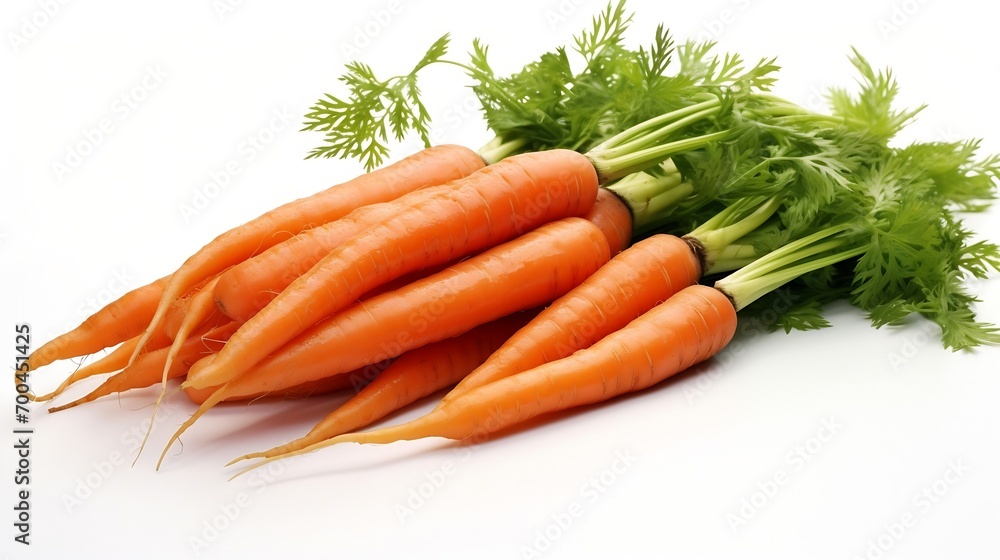 Generative AI : Fresh organic carrots isolated on white background. Generative AI : Fresh organic carrots isolated on white background.