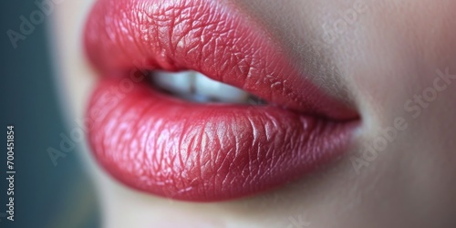 A close-up shot of a woman's lips with vibrant red lipstick. Perfect for beauty and makeup-related projects