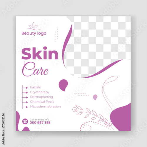 Skin care social media post design vector template