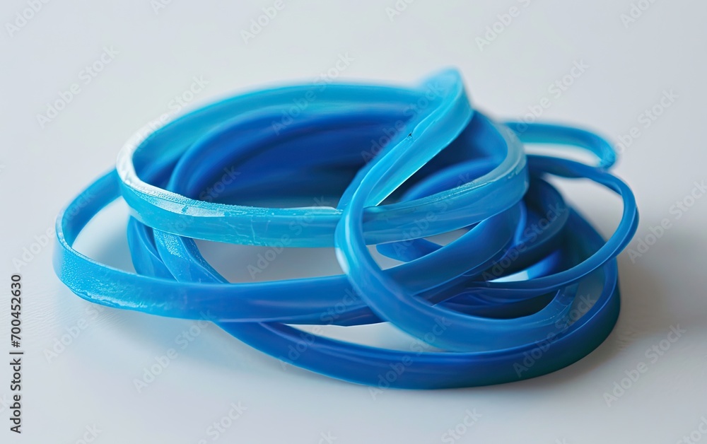 Fototapeta premium blue rubber band on white studio background