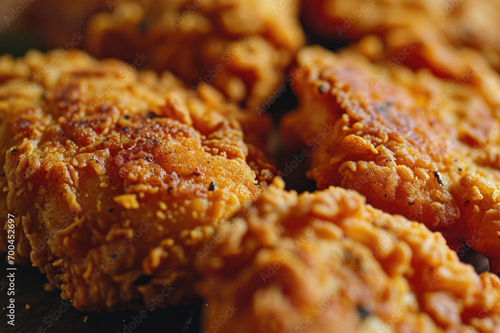 A delicious pile of fried chicken resting on a table. Perfect for food blogs, restaurant menus, and cooking websites A delicious pile of fried chicken resting on a table. Perfect for food blogs, restaurant menus, and cooking websites