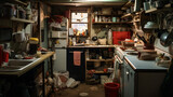Very messy unorganized and dirty kitchen