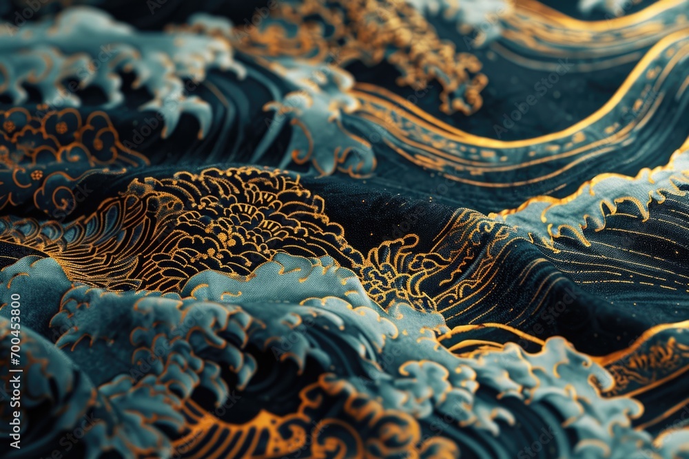 A detailed close up of a fabric with beautiful waves, perfect for adding texture and depth to any design project A detailed close up of a fabric with beautiful waves, perfect for adding texture and depth to any design project