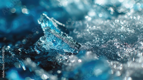 A detailed close-up shot of a piece of ice sitting on a table. Perfect for adding a touch of coolness to any project