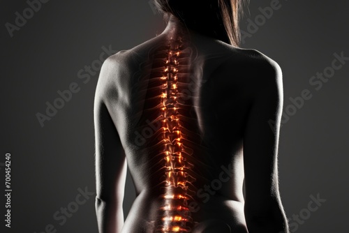 A woman holding her back in pain. Can be used to illustrate concepts related to back pain, injury, healthcare, or physical discomfort
