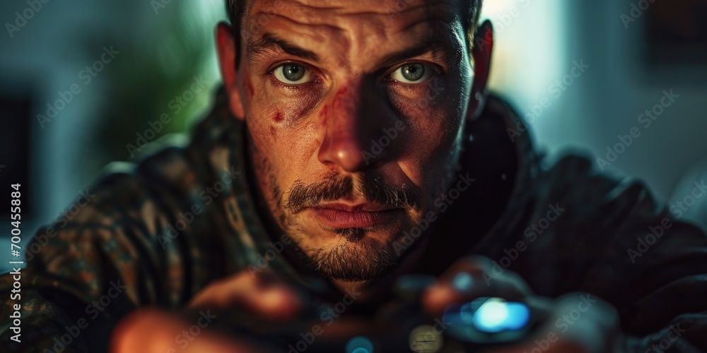 A man holding a video game controller. Perfect for gaming enthusiasts and technology-related content A man holding a video game controller. Perfect for gaming enthusiasts and technology-related content