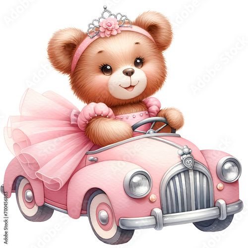 Cute teddy bear  in a pink dress