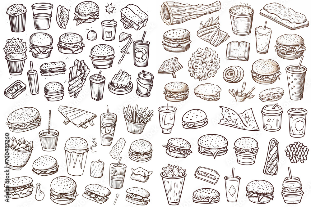 Soft Drinks Iced Tea Coffee Milkshakes Pancakes Hash Browns Ice Cream Cones Milkshakes Apple Pie Fish Veggie Ham Cheeseburger Fried Chicken Tenders Chili Dog Fish Sandwich png background Generative Ai Soft Drinks Iced Tea Coffee Milkshakes Pancakes Hash Browns Ice Cream Cones Milkshakes Apple Pie Fish Veggie Ham Cheeseburger Fried Chicken Tenders Chili Dog Fish Sandwich png background Generative Ai