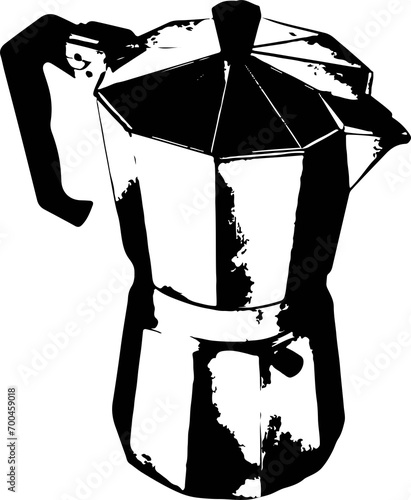 Moka pot. Hand drawn vintage vector elements in engraving style.
