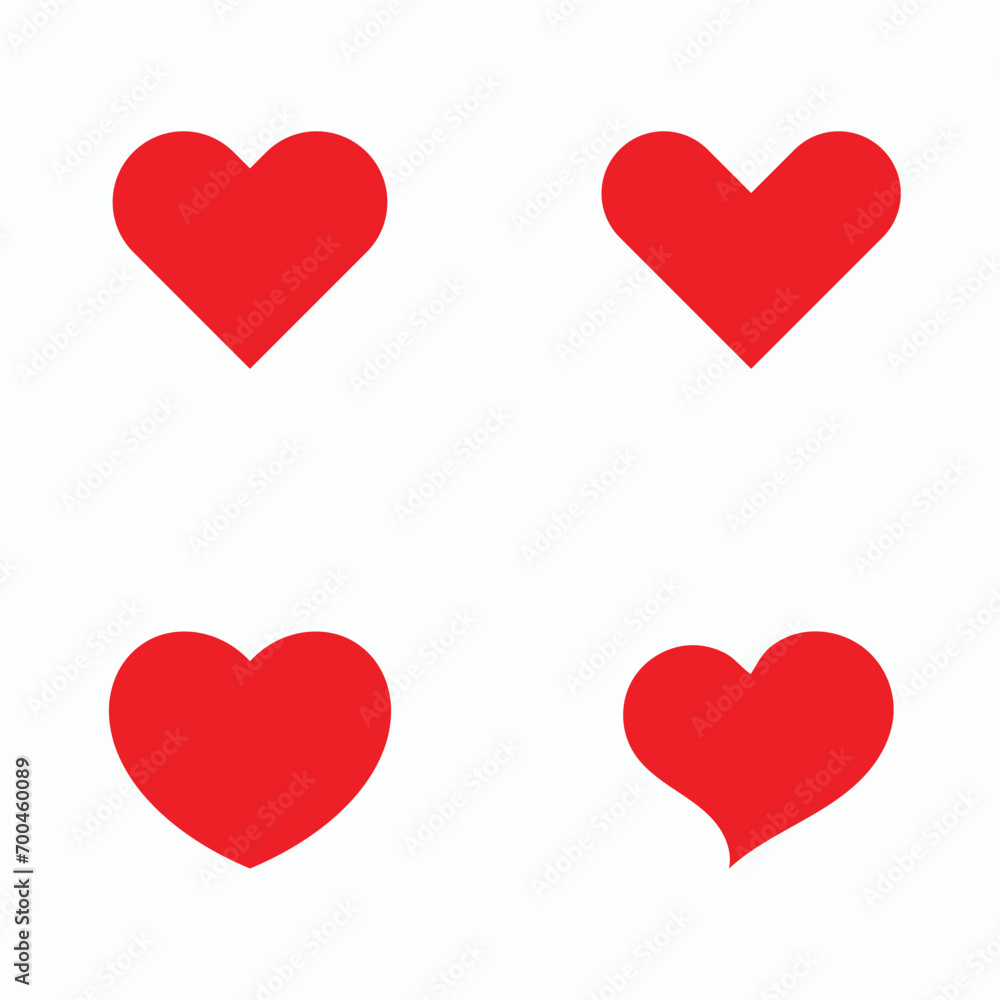 Set of red heart icons on white background, Vector illustration Set of red heart icons on white background, Vector illustration
