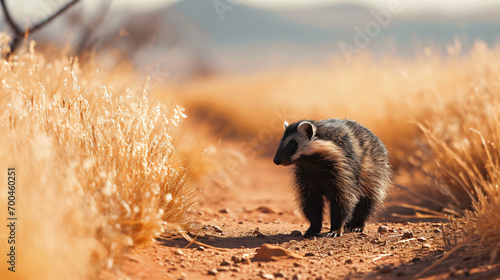 Kalahari s Ratel or Honey Badger copy space image