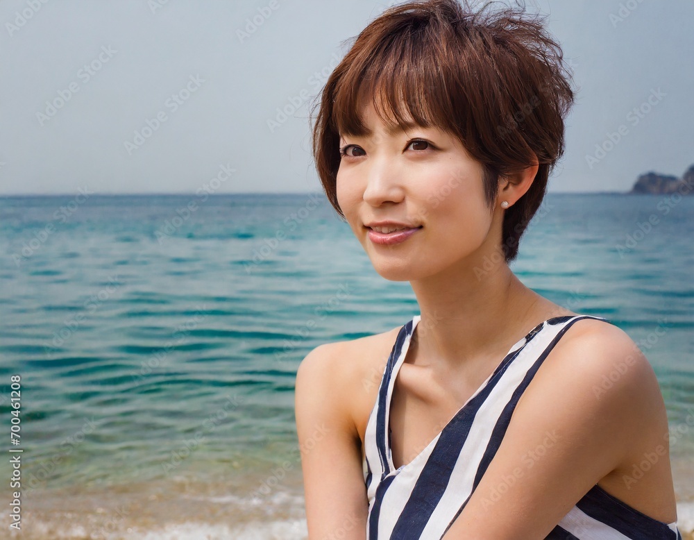 海と若い女性 海と若い女性