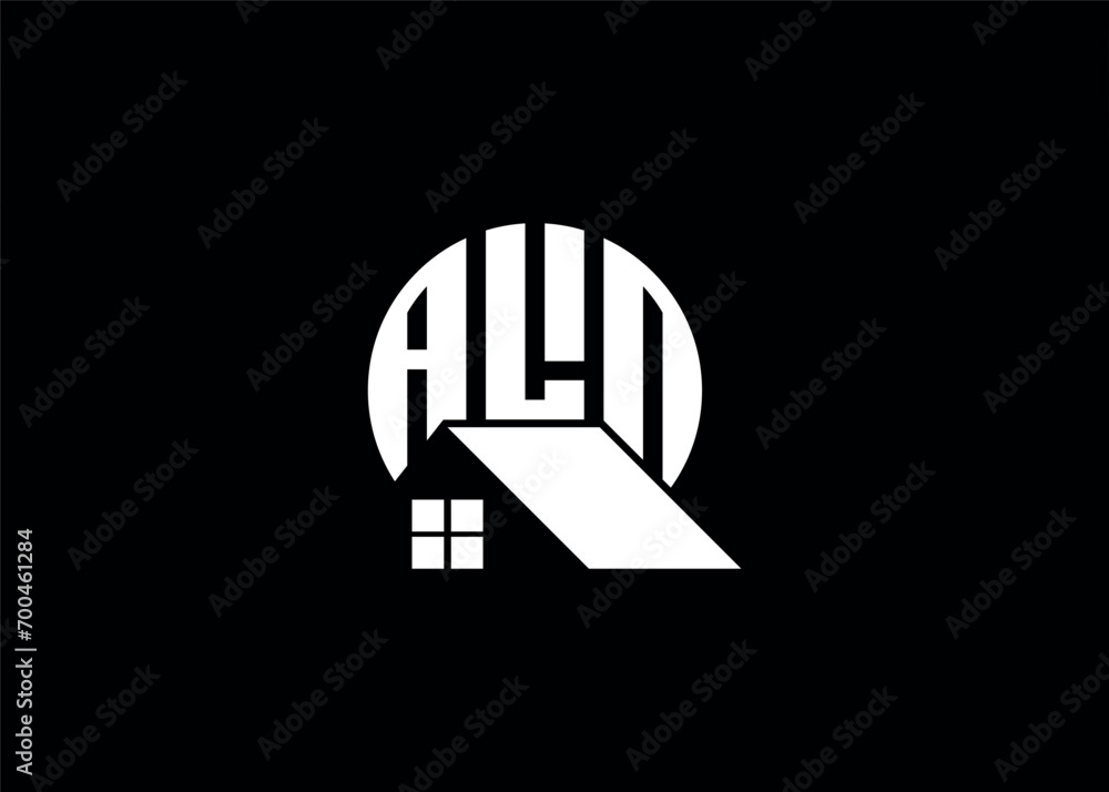 Real Estate Letter ALN Monogram Vector Logo.Home Or Building Shape ALN Logo Real Estate Letter ALN Monogram Vector Logo.Home Or Building Shape ALN Logo