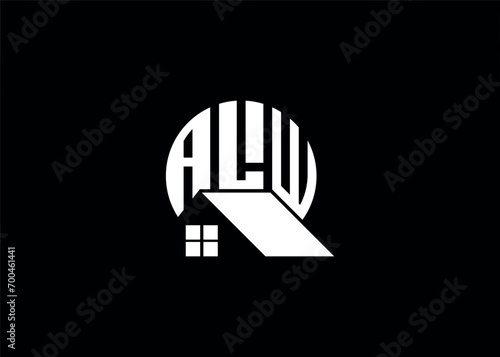 Real Estate Letter ALW Monogram Vector Logo.Home Or Building Shape ALW Logo.