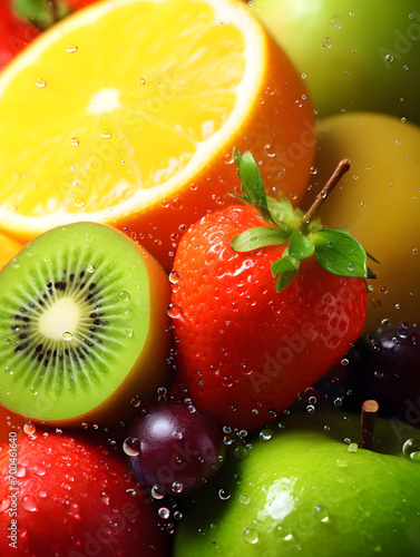 Fruit and vegetables in water being washed before becoming healthy food