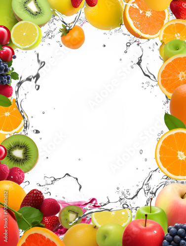 Illustration of a White background and fruit frame.