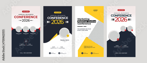 business conference live webinar social media instagram stories template. 