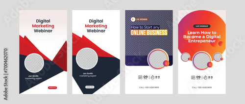 business conference live webinar social media instagram stories template. 