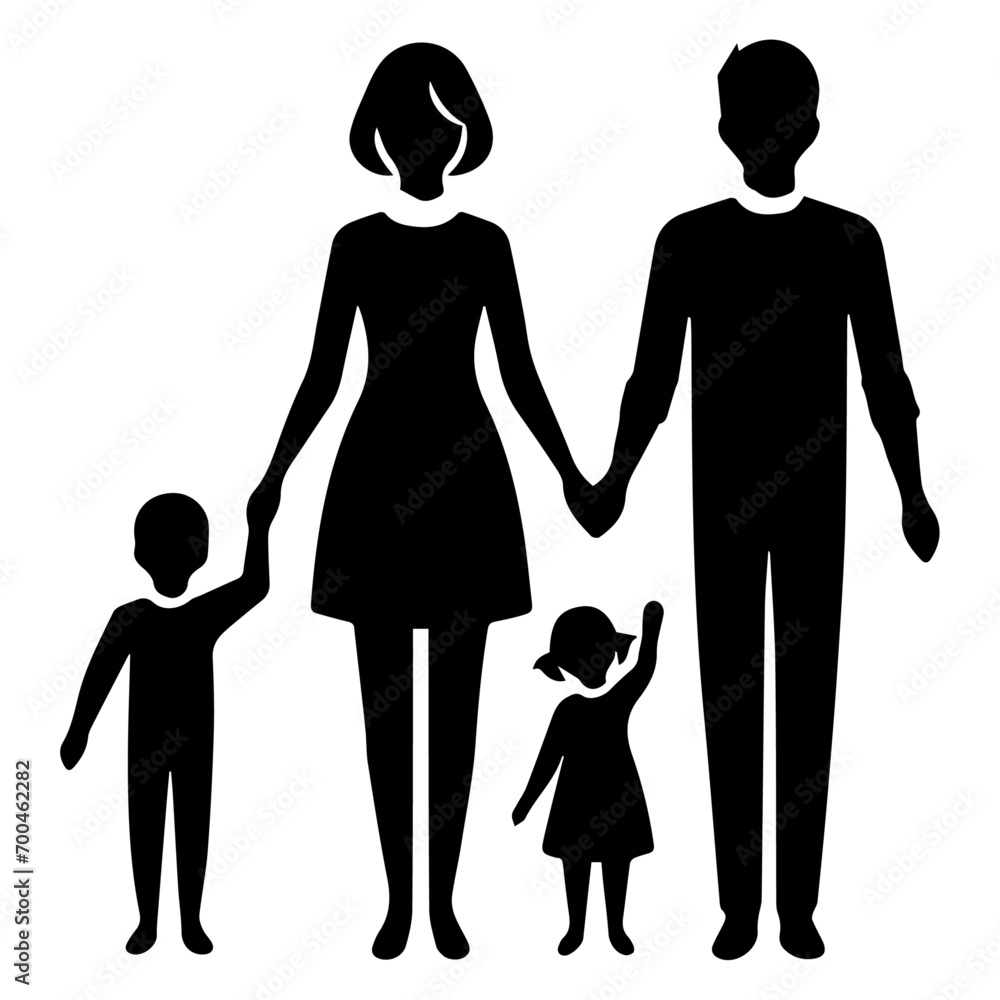 minimal Family Sign vector silhouette, black color silhouette, white background