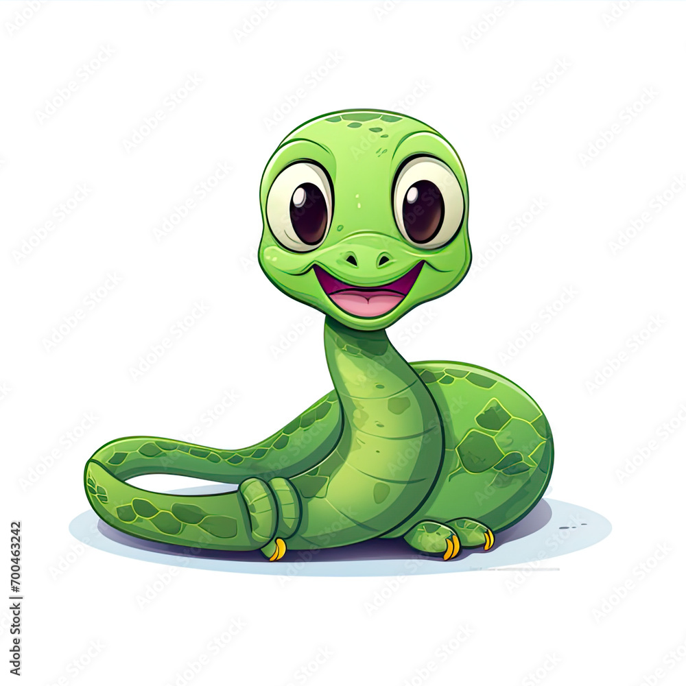 Playful Cartoon Snake on a Clean White Canvas Playful Cartoon Snake on a Clean White Canvas