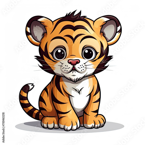 Playful Cartoon Tiger on a Clean White Canvas
