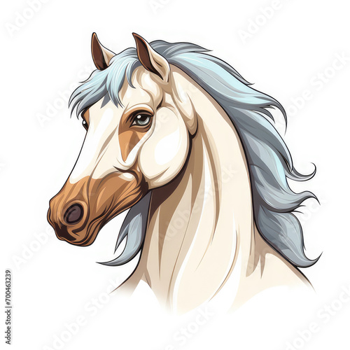Graceful White Horse Head Illustration