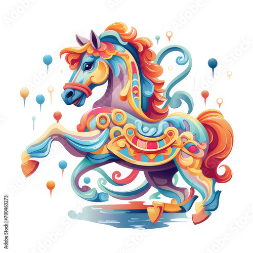 Colorful Amusement Park Horse