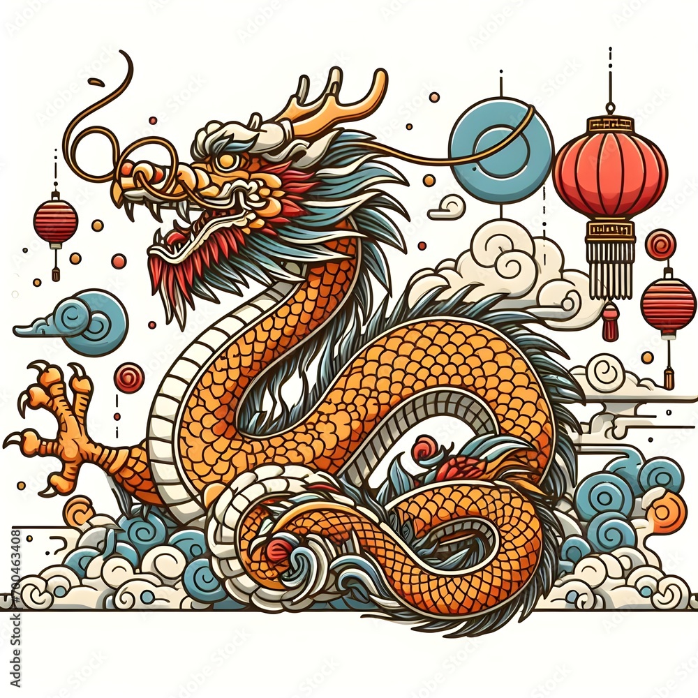 Chinese Dragon Detailed Illustration