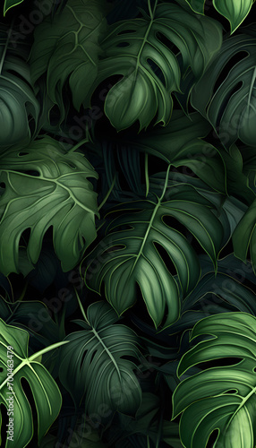 green leaves nature background  closeup leaves texture  tropical leaves  seamless pattern template