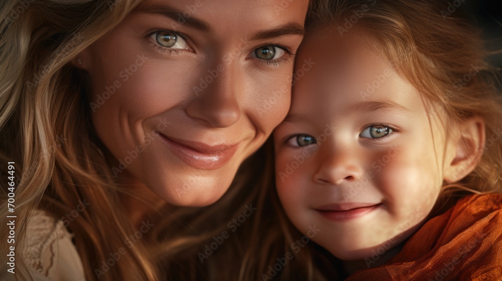 Close up portrait of mother and daughter Close up portrait of mother and daughter