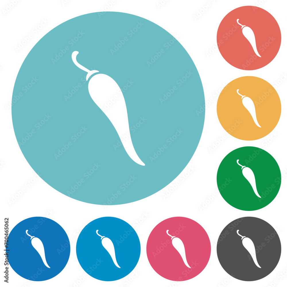 Obraz premium Chili pepper solid flat round icons
