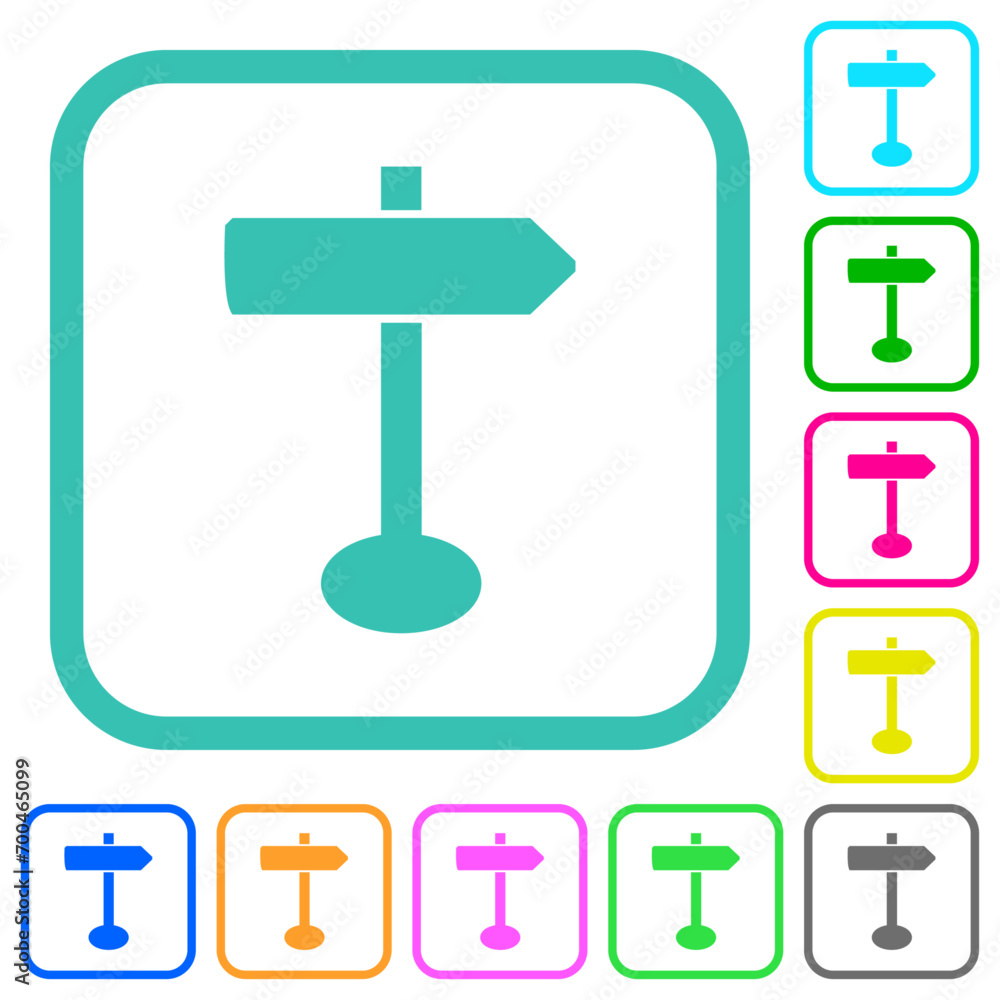Blank arrow sign post solid vivid colored flat icons Blank arrow sign post solid vivid colored flat icons